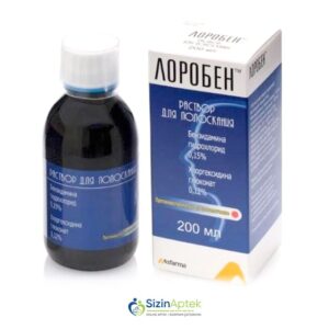 Loroben 200 ml (qarqara üçün məhlul) Лоробен 200 мл (раствор для полоскания)Tərkibi:Xlorheksidin qlükonat, Benzidamin hidroxlorid Antiseptik, iltihab əleyhinə Loroben  qiymet catdirilma / qiyməti çatdırılma Baku /  aptek onlayn online 