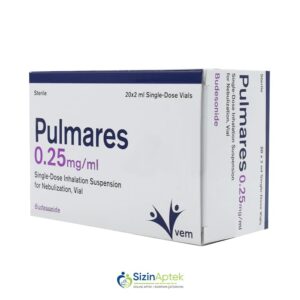 Pulmares 0.25 mq/ml 2 ml N20 (inhalyasiya üçün suspenziya) Пулмарес 0.25 мг/мл 2 мл N20 (суспензия для ингаляций) Qlükokortikosteroid Budesonid  0.25 mq Pulmares Budesonid qiymet catdirilma / qiyməti çatdırılma Baku /  aptek onlayn online 