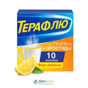 Teraflu N10 (Limon) Терафлю N10 (Лимон)Tərkibi:Parasetamol, Feniramin maleat, Fenilefrin hidroxlorid, C vitamini,Farmakoloji Təsiri:Ağrıkəsici, iltihab əleyhinə, qızdırmasalıcı Parasetamol  325 mq Feniramin maleat  20 mq Fenilefrin hidroxlorid  10 mq C vitamini  50 mq [ Teraflu qiymet catdirilma / qiyməti çatdırılma Baku / aptek onlayn online