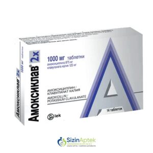 Amoksiklav 1000 mq N14 Амоксиклав 1000 мг N14 Tərkibi: Amoksisillin Klavulon turşusu Farmakoloji Təsiri: Antibiotik Vahidi: TABLET İstehsalcı Ölkə: SLOVENIYA İstehsalcı Firma: Lek Təsiredicinin miqdarı: Amoksisillin  875 mq  Klavulon turşusu  125 mq [  Amoksiklav qiymet catdirilma / qiyməti çatdırılma Baku /  aptek onlayn online  ] 