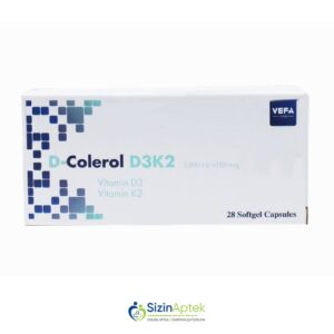 D-Kolerol D3K2 N28 (D-Colerol D3K2) D-Колерол D3K2 N28 Tərkibi: D3 vitamini K vitamini Vahidi: KAPSUL İstehsalcı Ölkə: TÜRKİYƏ Təsiredicinin miqdarı : D3 vitamini   5000 BV  K vitamini  100 mkq  [  D-Kolerol qiymet catdirilma / qiyməti çatdırılma Baku /  aptek onlayn online  ] 
