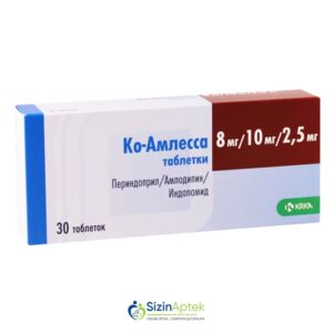 Ko-Amlessa 8 mq/ 10 mq/ 2.5 mq N30 Ко-Амлесса 8 мг/ 10 мг/ 2.5 мг N30 Co-Amlessa  Tərkibi: Perindopril Amlodipin İndapamid Farmakoloji Təsiri: Hipotenziv Vahidi: TABLET İstehsalcı Ölkə: SLOVENIYA İstehsalcı Firma: KRKA Təsiredicinin miqdarı: Perindopril     8 mq  Amlodipin  10 mq İndapamid   2.5 mq [ Ko-Amlessa qiymet catdirilma / qiyməti çatdırılma Baku / aptek onlayn online ] 