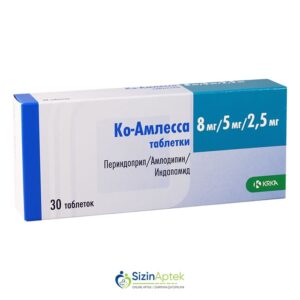 Ko-Amlessa 8 mq/ 5 mq/ 2.5 mq N30 Ко-Амлесса 8 мг/ 5 мг/ 2.5 мг N30 Co-Amlessa Tərkibi: Perindopril Amlodipin İndapamid Farmakoloji Təsiri: Hipotenziv Vahidi: TABLET İstehsalcı Ölkə: SLOVENIYA İstehsalcı Firma: KRKA Təsiredicinin miqdarı: Perindopril     8 mq Amlodipin       5 mq İndapamid   2.5 mq  [ Ko-Amlessa qiymet catdirilma / qiyməti çatdırılma Baku / aptek onlayn online ] 
