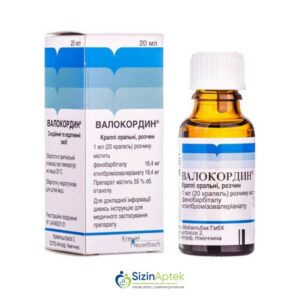 Valokordin 20 ml Валокордин 20 мл Tərkibi: Fenobarbital Etilbromizovalerianat Farmakoloji Təsiri: Sedativ Vahidi: FLAKON İstehsalcı Ölkə: GER Təsiredicinin miqdarı: Fenobarbital  18.4 mq  Etilbromizovalerianat  18.4 mq  [ Valokordin qiymet catdirilma / qiyməti çatdırılma Baku / aptek onlayn online ] 