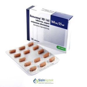 Valsakor HD 160 mq / 25 mq N28 Вальсакор НД 160 мг / 25 мг N28 Tərkibi: Valsakor, Hidroxlortiazid Farmakoloji Təsiri: Hipotenziv Vahidi: TABLET İstehsalcı Ölkə: SLOVENIYA İstehsalcı Firma: KRKA Təsiredicinin miqdarı: Valsakor  160 mq Hidroxlortiazid  25 mq [ Valsakor qiymet catdirilma / qiyməti çatdırılma Baku / aptek onlayn online ] 