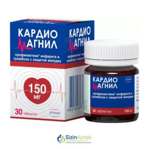 Kardiomaqnil 150 mq N30 Кардиомагнил 150 мг N30Tərkibi: Asetilsalisil turşusu, Maqnezium hidroksid Farmakoloji Təsiri: Antiaqreqant Vahidi: TABLET İstehsalcı Ölkə: GER Təsiredicinin miqdarı: Asetilsalisil turşusu  150 mq  Maqnezium hidroksid  30.39 mq  [ Kardiomaqnil qiymet catdirilma / qiyməti çatdırılma Baku / aptek onlayn online ]