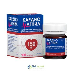Kardiomaqnil 150 mq N100 Кардиомагнил 150 мг N100 Tərkibi: Asetilsalisil turşusu, Maqnezium hidroksid Farmakoloji Təsiri: Antiaqreqant Vahidi: TABLET İstehsalcı Ölkə: GER Təsiredicinin miqdarı: Asetilsalisil turşusu  150 mq  Maqnezium hidroksid  30.39 mq  [ Kardiomaqnil qiymet catdirilma / qiyməti çatdırılma Baku / aptek onlayn online ]