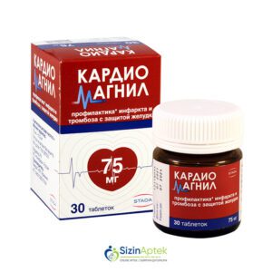 Kardiomaqnil 75 mq N30 Кардиомагнил 75 мг N30  Kardiomagnil Tərkibi: Asetilsalisil turşusu, Maqnezium hidroksid Farmakoloji Təsiri: Antiaqreqant Vahidi: TABLET İstehsalcı Ölkə: GER Təsiredicinin miqdarı: Asetilsalisil turşusu  75 mq Maqnezium hidroksid  15.2 mq [ Kardiomaqnil qiymet catdirilma / qiyməti çatdırılma Baku / aptek onlayn online ] 