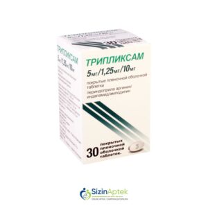 Tripliksam 5 mq/1.25 mq/10 mq N30 Трипликсам 5 мг/1.25 мг/10 мг N30 Tərkibi: Perindopril arginin Amlodipin İndapamid Farmakoloji Təsiri: Hipotenziv Vahidi: TABLET İstehsalcı Ölkə: FRANSA Təsiredicinin miqdarı: Perindopril arginin  5 mq Amlodipin  10 mq İndapamid  1.25 mq [ Tripliksam qiymet catdirilma / qiyməti çatdırılma Baku / aptek onlayn online ]