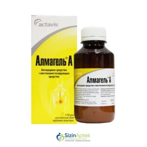 Almagel A suspenziya 170 ml Алмагел А суспензия 170 мл Tərkibi: Alüminium oksid, Maqnezium oksid, Benzokain Farmakoloji Təsiri: Antasid Vahidi: FLAKON İstehsalcı Ölkə: BOLQARISTAN Təsiredicinin miqdarı: Alüminium oksid  218 mq  Maqnezium oksid  350 mq  Benzokain  109 mq  [ Almagel A qiymet catdirilma / qiyməti çatdırılma Baku / aptek onlayn online sifariş ]