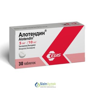 Alotendin 5/10 mq N30 Алотендин 5/10 мг N30 Tərkibi: Bisoprolol Amlodipin Farmakoloji Təsiri: Selektiv beta1 - adrenoblokator Vahidi: TABLET İstehsalcı Ölkə: MACARISTAN İstehsalcı Firma: Egis Təsiredicinin miqdarı: Bisoprolol  5 mq Amlodipin 10 mq [ Alotendin qiymet catdirilma / qiyməti çatdırılma Baku / aptek onlayn online sifariş ]