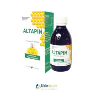 Altapin 200 ml Алтапин 200 мл Tərkibi: Gülxətminin quru ekstraktı Kəklikotunun sulu ekstraktı Propolis 70% li Vitamin C Vitamin A Farmakoloji Təsiri: Bitki mənşəli bəlğəmgətirici vasitə Vahidi: FLAKON İstehsalcı Ölkə: GER Təsiredicinin miqdarı: Gülxətmi ekstraktı  25 mq Kəklikotunun sulu ekstraktı  25 mq Propolis 70%li  210 mq Vitamin C  12 mq Vitamin A  240 mkq [ Altapin qiymet catdirilma / qiyməti çatdırılma Baku / aptek onlayn online sifariş ]