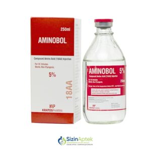 Aminobol 5% 250 ml N1 Аминобол 5% 250 мл N1 Tərkibi: L Prolin L Serin L Alanin L İzoleysin L Leysin Asparagin turşusu L Tirozin L Qlutamin turşusu L Fenilalanin L Arginin L Lizin L Valin L Treonin L Histidin L Triptofan L Metionin L SistinQlisin Sorbitol Natrium bisulfit Farmakoloji Təsiri: Aminturşu Vahidi: FLAKON İstehsalcı Ölkə: KOREYA  [ Aminobol qiymet catdirilma / qiyməti çatdırılma Baku / aptek onlayn online sifariş ]