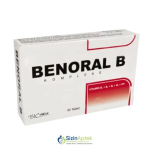 Benoral B N50 Бенорал В N50 Tərkibi: Tiamin hidroxlorid Riboflavin fosfat Piridoksin, hidroxlorid, Nikotinamid Kalsium, pantotenat Farmakoloji Təsiri: B kompleks vitaminlərin çatışmazlığı Vahidi: TABLET İstehsalcı Ölkə: POLŞA Təsiredicinin miqdarı: Tiamin hidroxlorid  3 mq  Riboflavin fosfat  5 mq  Piridoksin  hidroxlorid  5 mq                       Nikotinamid  40 mqKalsium  pantotenat  5 mq[ Benoral qiymet catdirilma / qiyməti çatdırılma Baku / aptek onlayn online sifariş ]