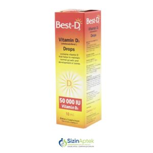 BestD damcı 10 ml Бест - Д капли 10 мл Tərkibi: Vitamin D3 Farmakoloji Təsiri: D vitamini çatışmazlığı əleyhinə Vahidi: FLAKON İstehsalcı Ölkə: TÜRKİYƏ Təsiredicinin miqdarı: Vitamin D3  50000 BV [  BestD3 qiymet catdirilma / qiyməti çatdırılma Baku /  aptek onlayn online  ]