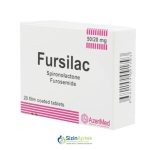 Fursilak 50 mq/20 mq N20 Fursilac Фурсилак 50 мг/20 мг N20 Tərkibi: Spironolakton Furosemid Farmakoloji Təsiri: Diuretik Vahidi: TAB İstehsalcı Ölkə: TÜRKİYƏ İstehsalcı Firma: World Medicine Təsiredicinin miqdarı: Spironolakton  50 mq Furosemid  20 mq [ Fursilak qiymet catdirilma / qiyməti çatdırılma Baku / aptek onlayn online ]
