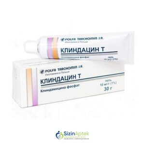 Klindasin T 10 mq 30 q gel Клиндацин Т 10 мг 30 г гель Tərkibi: Klindamisin fosfat Farmakoloji Təsiri: Antibiotik Vahidi: TÜB İstehsalcı Ölkə: POLŞA Təsiredicinin miqdarı: Klindamisin fosfat  10 mq/q [  Klindasin qiymet catdirilma / qiyməti çatdırılma Baku /  aptek onlayn online  ] 
