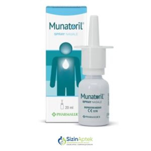 Munatoril 20 ml (burun spreyi ) Мунаторил 20 мл (назальный спрей) Tərkibi: Qatılaşdırılmış dəniz suyu, Metilsulfonilmetan, Əzvay yarpaqlarından alınmış toz, Natrium hialuronat, Resveratrol Farmakoloji Təsiri: Antikonqestiv, yuyucu Vahidi: QUTU İstehsalcı Ölkə: İTALİYA İstehsalcı Firma: Erbozeta [ Munatoril qiymet catdirilma / qiyməti çatdırılma Baku / aptek onlayn online sifariş ]