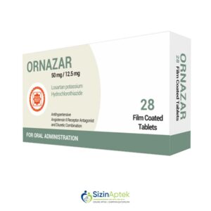 Ornazar 50 mq/12.5 mq N28 Орназар 50 мг/12.5 мг N28 Tərkibi: Lozartan kalium Hidroxlortiazid Farmakoloji Təsiri: Hipotenziv Vahidi: TABLET İstehsalcı Ölkə: TÜRKİYƏ Təsiredicinin miqdarı: Lozartan kalium  50 mq Hidroxlortiazid  12.5 mq [ Ornazar qiymet catdirilma / qiyməti çatdırılma Baku / aptek onlayn online ]