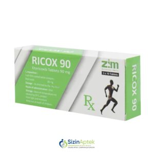 Rikoks 90 mq N30 Рикокс 90 мг N30 Ricox Tərkibi: Etorikoksib Farmakoloji Təsiri: İltihab əleyhinə, ağrıkəsici Vahidi: TAB İstehsalcı Ölkə: HİNDİSTAN Təsiredicinin miqdarı: Etorikoksib  90 mq [ Rikoks qiymet catdirilma / qiyməti çatdırılma Baku / aptek onlayn online ] 