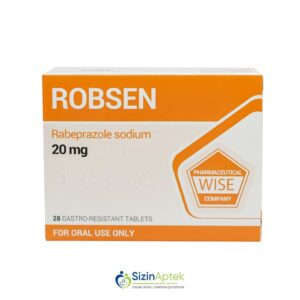 Robsen rabeprazol 20 mq N28 Робсен рабепразол 20 мг N28 Tərkibi: Rabeprazol natrium Farmakoloji Təsiri: Xora əleyhinə Vahidi: ADET İstehsalcı Ölkə: İSPANİYA Təsiredicinin miqdarı: Rabeprazol natrium  20 mq  [ Robsen qiymet catdirilma / qiyməti çatdırılma Baku / aptek onlayn online ]