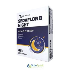 Sedaflor B gecə N20 Седафлор Б ночь N20 Tərkibi: L teanin Bədrənc Melatonin Farmakoloji Təsiri: Sedativ, yuxugətirici Vahidi: KAPSUL İstehsalcı Ölkə: BOLQARISTAN İstehsalcı Firma: Fortex Təsiredicinin miqdarı: L-teanin  100 mq Bədrənc  60 mq Melatonin  3 mq [  Sedaflor qiymet catdirilma / qiyməti çatdırılma Baku /  aptek onlayn online  ]