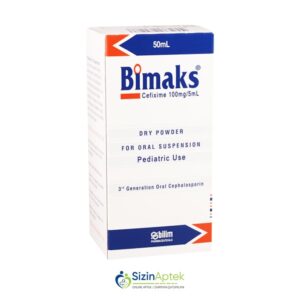 Bimaks 100 mq 50 ml Бимакс 100 мг 50 мл Tərkibi: Sefiksim Farmakoloji Təsiri: Аntibiotik Vahidi: FLAKON İstehsalcı Ölkə: TÜRKİYƏ İstehsalcı Firma: Bilim Təsiredicinin miqdarı: Sefiksim  20 mq/ml [  Bimaks qiymet catdirilma / qiyməti çatdırılma Baku /  aptek onlayn online  ]