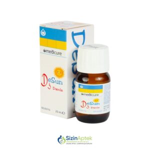 Desun damcı 20 ml Десун капли 20 мл Tərkibi: D3 vitamini Farmakoloji Təsiri: Vitamin Vahidi: FLAKON İstehsalcı Ölkə: TÜRKİYƏ Təsiredicinin miqdarı: D3 vitamini  10 mkq [  Desun qiymet catdirilma / qiyməti çatdırılma Baku /  aptek onlayn online  ]