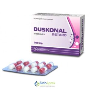Duskonal Retard 200 mq N30 Дусконал Ретард 200 мг N30 Tərkibi: Mebeverin hidroxlorid  Farmakoloji Təsiri: Spazmolitik, miotrop Vahidi: Kapsul İstehsalcı Ölkə: TÜRKİYƏ Təsiredicinin miqdarı: Mebeverin hidroxlorid  200 mq [  Duskonal qiymet catdirilma / qiyməti çatdırılma Baku /  aptek onlayn online  ]
