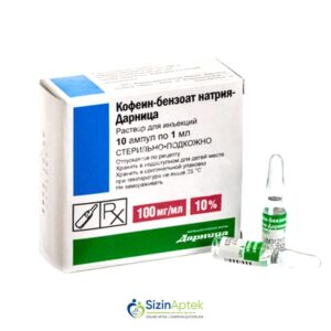 Kofein benzoat natrium 10% 1 ml N10 Кофеин бензоат натрия 10% 1 мл N10 Tərkibi: Kofein benzoat natrium Farmakoloji Təsiri: Psixostimulyator, kardiotonik Vahidi: AMPUL İstehsalcı Ölkə: UKRAYNA İstehsalcı Firma: Darnitsa Təsiredicinin miqdarı:  Kofein benzoat natrium  100 mq [  Kofein qiymet catdirilma / qiyməti çatdırılma Baku /  aptek onlayn online  ] 