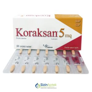 Koraksan 5 mq N56 Кораксан 5 мг N56 Tərkibi: İvabradin hidroxlorid Farmakoloji Təsiri: Antianginal Vahidi: TABLET İstehsalcı Ölkə: FRANSA Təsiredicinin miqdarı: İvabradin hidroxlorid  5 mq [  Koraksan qiymet catdirilma / qiyməti çatdırılma Baku /  aptek onlayn online  ]