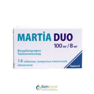 Martia Duo 100 mq/8 mq N14 Мартиа Дуо 100 мг/8 мг N14 Tərkibi: Flurbiprofen Tiokolxikozid Farmakoloji Təsiri: Ağrıkəsici, iltihab əleyhinə, miorelaksant  Vahidi: TABLET  İstehsalcı Ölkə: TÜRKİYƏ Təsiredicinin miqdarı: Flurbiprofen  100 mq Tiokolxikozid  8 mq [  MartiaDuo qiymet catdirilma / qiyməti çatdırılma Baku /  aptek onlayn online  ]