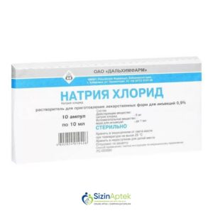 Natrium xlorid 0.9% 10 ml N10 Натрия хлорид 0.9% 10 мл N10 Tərkibi: Natrium xlorid Farmakoloji Təsiri: Dezintoksikasiyaedici, plazmaəvəzedici Vahidi: AMPUL İstehsalcı Ölkə: RUSİYA Təsiredicinin miqdarı:Natrium xlorid  9 mq/ml [  Natrium xlorid qiymet catdirilma / qiyməti çatdırılma Baku /  aptek onlayn online  ]