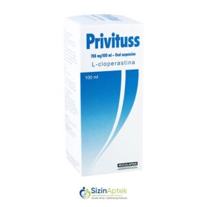 Privituss 100 ml N1 Привитусс сусп. д/приема внутрь 708 мг/100 мл 100 мл N1 Tərkibi: L Kloperastin Farmakoloji Təsiri: Öskürək əleyhinə Vahidi: FLAKON İstehsalcı Ölkə: İTALİYA Təsiredicinin miqdarı: L-Kloperastin  4 mq/ml  [  Privituss qiymet catdirilma / qiyməti çatdırılma Baku /  aptek onlayn online  ]