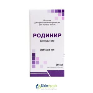 Rodinir 250 mq/5 ml 60 ml (suspenziya üçün toz) Родинир 250 мг/5 мл 60 мл (порошок для суспензии) Tərkibi: Sefdinir Farmakoloji Təsiri: Аntibiotik Vahidi: FLAKON İstehsalcı Ölkə: TÜRKİYƏ Təsiredicinin miqdarı: Sefdinir  50 mq/ml [  Rodinir qiymet catdirilma / qiyməti çatdırılma Baku /  aptek onlayn online  ]