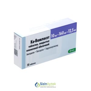 Ko-Vamloset 10 mq/160 mq/12.5 mq N30 Ко-Вамлосет 10 мг/160 мг/12.5 мг N30  Tərkibi: Amlodipin Valsartan Hidroxlortiazid Farmakoloji Təsiri: Hipotenziv Vahidi: TAB İstehsalcı Ölkə: RUSİYA Təsiredicinin miqdarı: Amlodipin  10 mq Valsartan  160 mq Hidroxlortiazid  12.5 mq [  Ko-Vamloset qiymet catdirilma / qiyməti çatdırılma Baku /  aptek onlayn online  ]