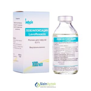 Levofloksasin 0.5% 100 ml (infuziya üçün məhlul) Левофлоксацин 0.5% 100 мл (раствор для инфузий) Tərkibi: Levofloksasin Farmakoloji Təsiri: Antibakterial Vahidi: FLAKON İstehsalcı Ölkə: UKRAYNA Təsiredicinin miqdarı:Levofloksasin  5 mq/ml [  Levofloksasin qiymet catdirilma / qiyməti çatdırılma Baku /  aptek onlayn online  ]