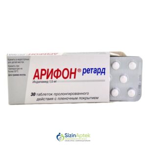 Arifon Retard 1.5 mq N30 Арифон ретард 1.5 мг N30 Tərkibi: İndapamid Farmakoloji Təsiri: Hipotenziv, diuretik Vahidi: TABLET İstehsalcı Ölkə: FRANSA Təsiredicinin miqdarı: İndapamid  1.5 mq [  Arifon qiymet catdirilma / qiyməti çatdırılma Baku /  aptek onlayn online  ]