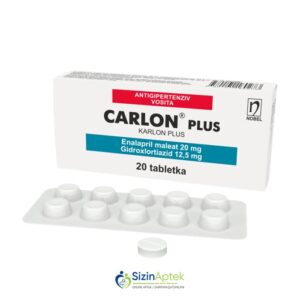 Karlon Plus N20 Карлон плюс N20 Carlon  Tərkibi: Enalapril Hidroxlortiazid Farmakoloji Təsiri:  Hipotenziv Vahidi: TABLET  İstehsalcı Ölkə:TÜRKİYƏ Təsiredicinin miqdarı:  Enalapril  20 mq  Hidroxlortiazid  12.5 mq [  Karlon qiymet catdirilma / qiyməti çatdırılma Baku /  aptek onlayn online  ]