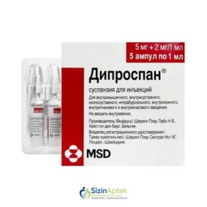 Diprospan 1 ml N5 Дипроспан 1 мл N5 Tərkibi: Betametazon Dipropionat Betametazon Natrium fosfat Farmakoloji Təsiri: Kortikosteroidlər Vahidi: AMPUL İstehsalcı Ölkə: İSVEÇRƏ Təsiredicinin miqdarı: Betametazon Dipropionat  6.43 mq Betametazon Natrium fosfat  2.63 mq [  Diprospan qiymet catdirilma / qiyməti çatdırılma Baku /  aptek onlayn online  ]