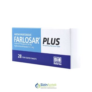 Farlosar Plus N28 Фарлосар Плюс N28 Tərkibi: Lozartan Hidroxlortiazid Farmakoloji Təsiri: Hipotenziv Vahidi: TAB İstehsalcı Ölkə: Türkiyə İstehsalcı Firma: Biofarma Təsiredicinin miqdarı: Lozartan  50 mq Hidroxlortiazid  12.5 mq [  Farlosar qiymet catdirilma / qiyməti çatdırılma Baku /  aptek onlayn online  ]