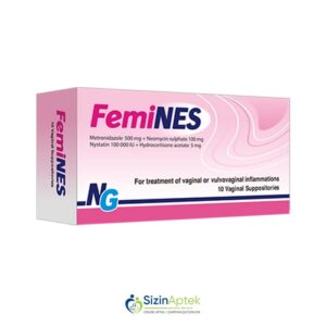 FemiNes N10 (vaginal şamlar) ФемиНес N10 (вагинальные свечи) Tərkibi: Metronidazol Nistatin Neomisin sulfat Hidrokortizon asetat Farmakoloji Təsiri: Antibakterial, göbələk əleyhinə, qlükokortikosteroid Vahidi: ŞAM İstehsalcı Ölkə: Misir Təsiredicinin miqdarı: Metronidazol  500 mq  Nistatin  100 000 BV  Neomisin sulfat  100 mq  Hidrokortizon asetat  5 mq [  FemiNes qiymet catdirilma / qiyməti çatdırılma Baku /  aptek onlayn online  ]