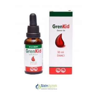 Qrenkid damcı 30 ml (Grenkid) Гренкид капли 30 мл Tərkibi: Dəmir C vitamini B6 vitamini B2 vitamini B3 vitamini A vitamini D3 vitamini E vitamini L serin Farmakoloji Təsiri: Antianemik, immunostimuləedici Vahidi: FLAKON İstehsalcı Ölkə: TÜRKİYƏ [  Qrenkid qiymet catdirilma / qiyməti çatdırılma Baku /  aptek onlayn online  ]