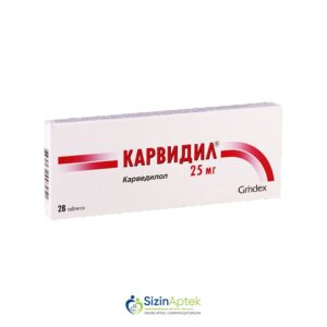 Karvidil 25 mq N28 Карвидил 25 мг N28 Tərkibi: Karvedilol Farmakoloji Təsiri: Antianginal, antiaritmik Vahidi: Tablet İstehsalcı Ölkə: Latviya İstehsalcı Firma: Grindex Təsiredicinin miqdarı: Karvedilol  25 mq [  Karvidil qiymet catdirilma / qiyməti çatdırılma Baku /  aptek onlayn online  ]