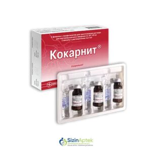 Kokarnit inyeksiya məhlulu hazırlamaq üçün liofilizəedilmiş toz N3 Кокарнит лиофилизированный порошок для приготовления инъекционного раствора N3 Cocarnit  Tərkibi:  Kokarboksilaza, Nikotinamid, Dinatrium adenozintrifosfat trihidrat, Siankobalamin Farmakoloji Təsiri: Polivitamin Vahidi: AMP İstehsalcı Ölkə: TÜRKİYƏ Təsiredicinin miqdarı: Kokarboksilaza  50 mq Nikotinamid  20 mq Dinatrium-adenozintrifosfat trihidrat  10 mq Siankobalamin  0,5 mq [  Kokarnit qiymet catdirilma / qiyməti çatdırılma Baku /  aptek onlayn online  ]