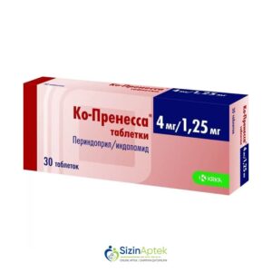 Ko-prenessa 4 mq/1,25 mq N30 Ко-пренесса 4 мг/1.25 мг N30 Tərkibi: Perindopril İndapamid Farmakoloji Təsiri: Antihipertenziv Vahidi: TABLET İstehsalcı Ölkə: SLOVENIYA İstehsalcı Firma: KRKA Təsiredicinin miqdarı: Perindopril         4 mq İndapamid    1.25 mq [  Ko-prenessa qiymet catdirilma / qiyməti çatdırılma Baku /  aptek onlayn online  ]