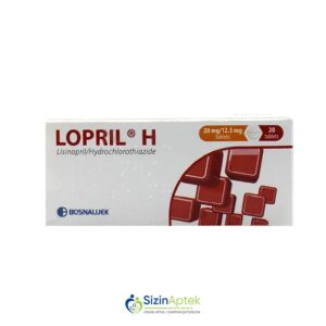 Lopril H 20 mq/12.5 mq N20 Лоприл Н 20 мг/12.5 мг N20 Tərkibi: Lizinopril, Hidroxlortiazid Farmakoloji Təsiri: Hipotenziv Vahidi: TABLET İstehsalcı Ölkə: BOSNİYA Təsiredicinin miqdarı: Lizinopril  20 mq  Hidroxlortiazid  12.5 mq  [  Lopril  qiymet catdirilma / qiyməti çatdırılma Baku /  aptek onlayn online  ]