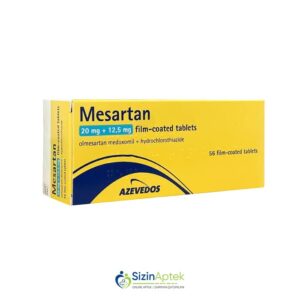 Mesartan 20 mq / 12.5 mq N56 Месартан 20 мг / 12,5 мг N56 Tərkibi: Olmesartan medoksomil Hidroxlortiazid Farmakoloji Təsiri: Angiotenzin II reseptorlarının antaqonisti, diuretik Vahidi: TAB İstehsalcı Ölkə: PORTUQALİYA Təsiredicinin miqdarı: Olmesartan medoksomil  20 mq Hidroxlortiazid  12.5 mq [  Mesartan qiymet catdirilma / qiyməti çatdırılma Baku /  aptek onlayn online  ]