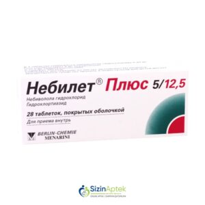 Nebilet Plus N28 Небилет Плюс N28 Tərkibi: Nebivоlol hidroxlorid Hidroxlortiazid Farmakoloji Təsiri: Hipotenziv, antiaritmik Vahidi: Tablet İstehsalcı Ölkə: Almaniya İstehsalcı Firma: Berlin Chemie Təsiredicinin miqdarı: Nebivоlol hidroxlorid  5 mq Hidroxlortiazid  12.5 mq [  Nebilet qiymet catdirilma / qiyməti çatdırılma Baku /  aptek onlayn online  ]