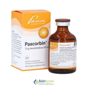 Paskorbin 7.5 q 50 ml N1 (infuziya üçün məhlul) Паскорбин 7.5 г 50 мл N1 (раствор для инфузий) Tərkibi: C vitamini Farmakoloji Təsiri: Vitamin Vahidi: FLAKON İstehsalcı Ölkə: GER Təsiredicinin miqdarı: C vitamini  150 mq/ml  [  Paskorbin qiymet catdirilma / qiyməti çatdırılma Baku /  aptek onlayn online  ]